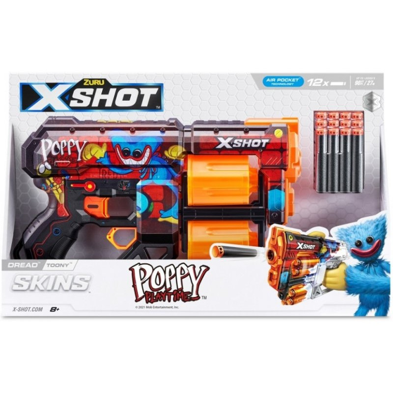 pistola zuru x-shot blaster skins dread toony + 12 dardi multicolore