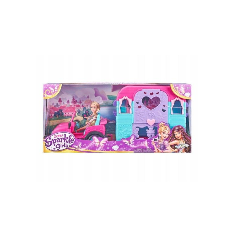 set da gioco zuru sparkle girlz â?? bambola con jeep e roulotte multicolore