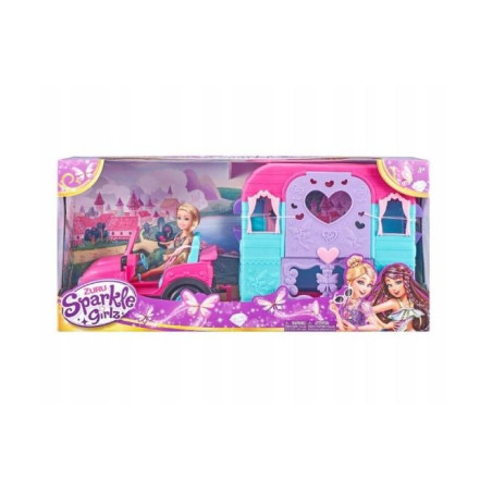 set da gioco zuru sparkle girlz â?? bambola con jeep e roulotte multicolore