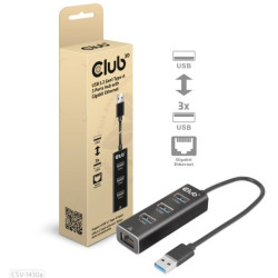 hub usb club 3d usb 3.2 gen1 tipo-a cablato 3 porte nero [csv-1430a]