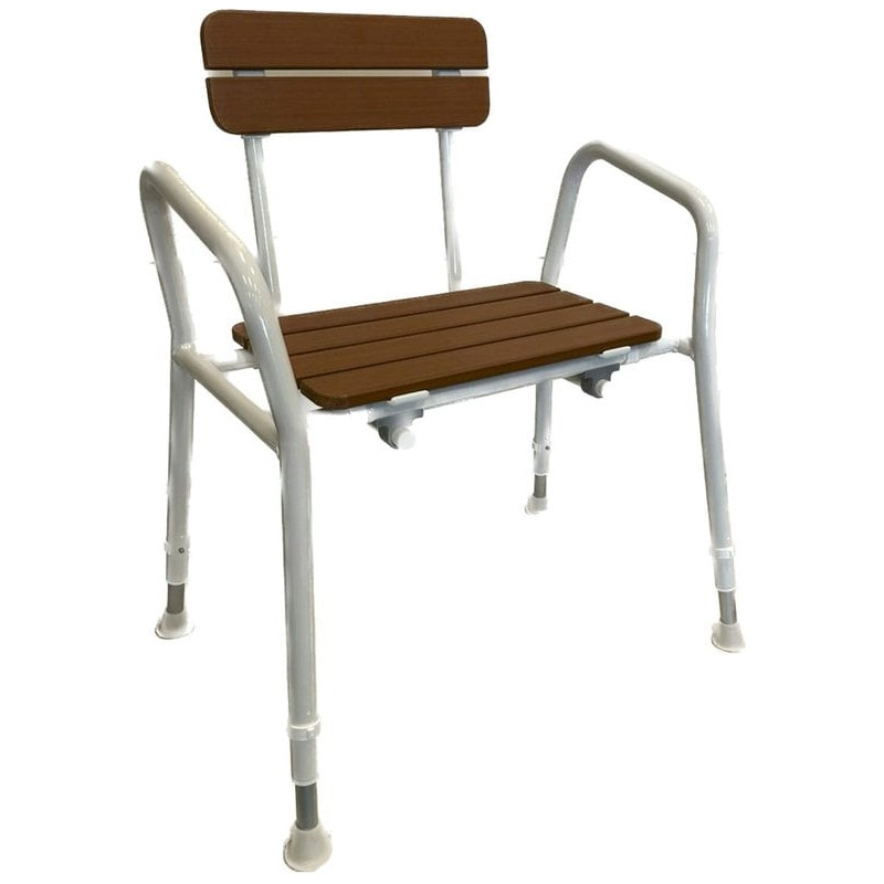 sedia da doccia sundo con aspetto legno regolabile in altezza colore