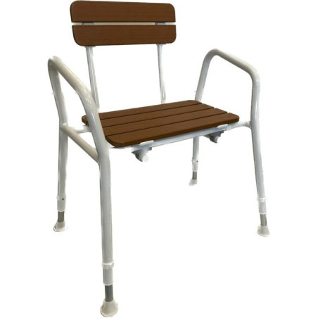 sedia da doccia sundo con aspetto legno regolabile in altezza colore