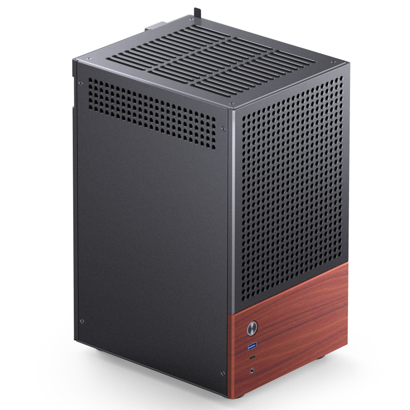 case jonsbo t6 mini-tower, mini-itx, tempered glass, nero/legno