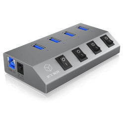 hub usb icybox usb 5v 20w ib-hub1405 di ricarica 4 porte (g)