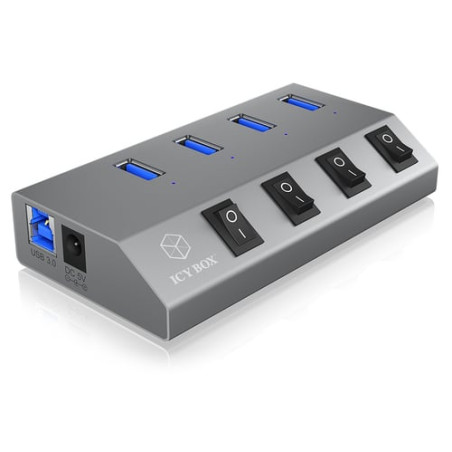 hub usb icybox usb 5v 20w ib-hub1405 di ricarica 4 porte (g)