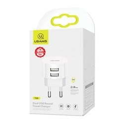 alimentatore da rete usams t20 2x usb 2.1a usb-c [azusatlusa00462]