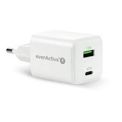 caricabatterie everactive gan sc-450q 1xusb/1xusb-c 45w bianco