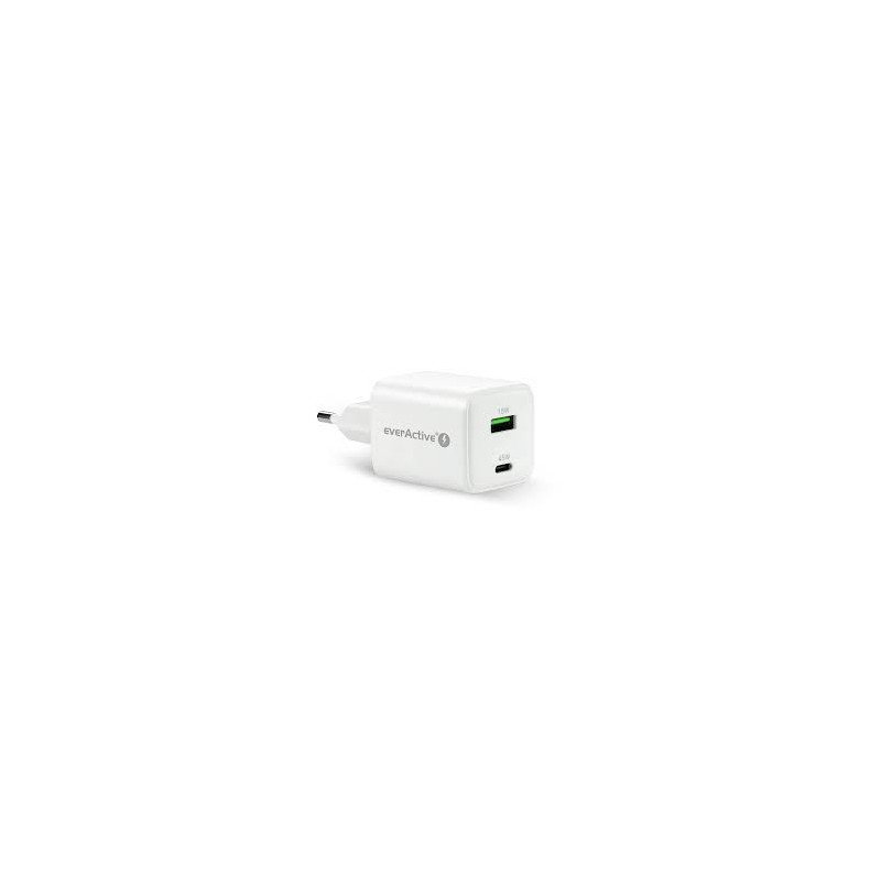caricabatterie everactive gan sc-450q 1xusb/1xusb-c 45w bianco