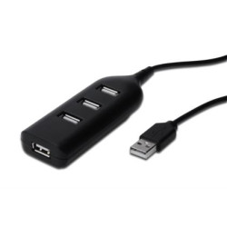 Hub usb digitus 4 porte usb 2.0 con cavo 30 cm [ab-50001-1]