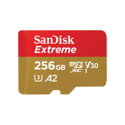 256gb scheda microsdxc sandisk extreme 190mb/s oro/rosso [sdsqxav-256g-gn6gn]