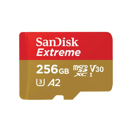 256gb scheda microsdxc sandisk extreme 190mb/s oro/rosso [sdsqxav-256g-gn6gn]