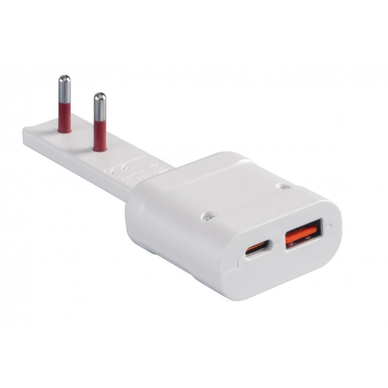spina italiana rosi ultrapiatta usb a/c 10a 20w bianco