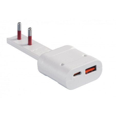 spina italiana rosi ultrapiatta usb a/c 10a 20w bianco