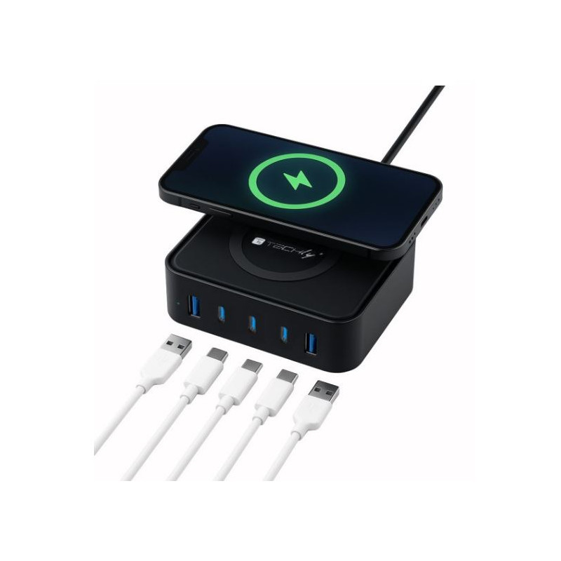 stazione di ricarica techly wireless 65w nero