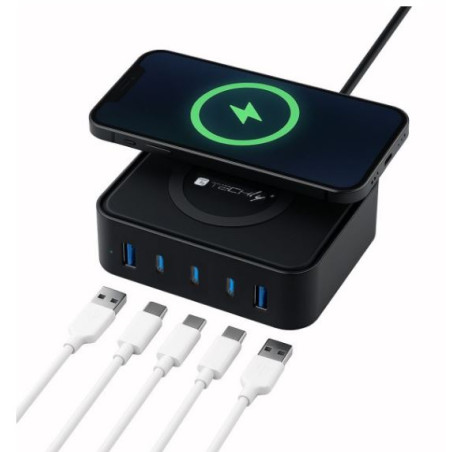 stazione di ricarica techly wireless 65w nero