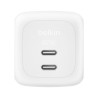 alimentatore da rete belkin wch020kqwh 2xusb-c 67w bianco [wch020kqwh]