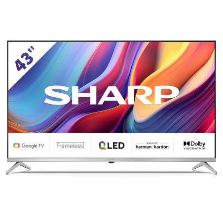 tv qled 43" sharp 4k uhd 3840x2160p smart tv classe e grigio