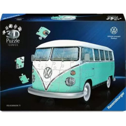 puzzle 3d ravensburger iconics: combi t1 volkswagen blu/bianco 162pz