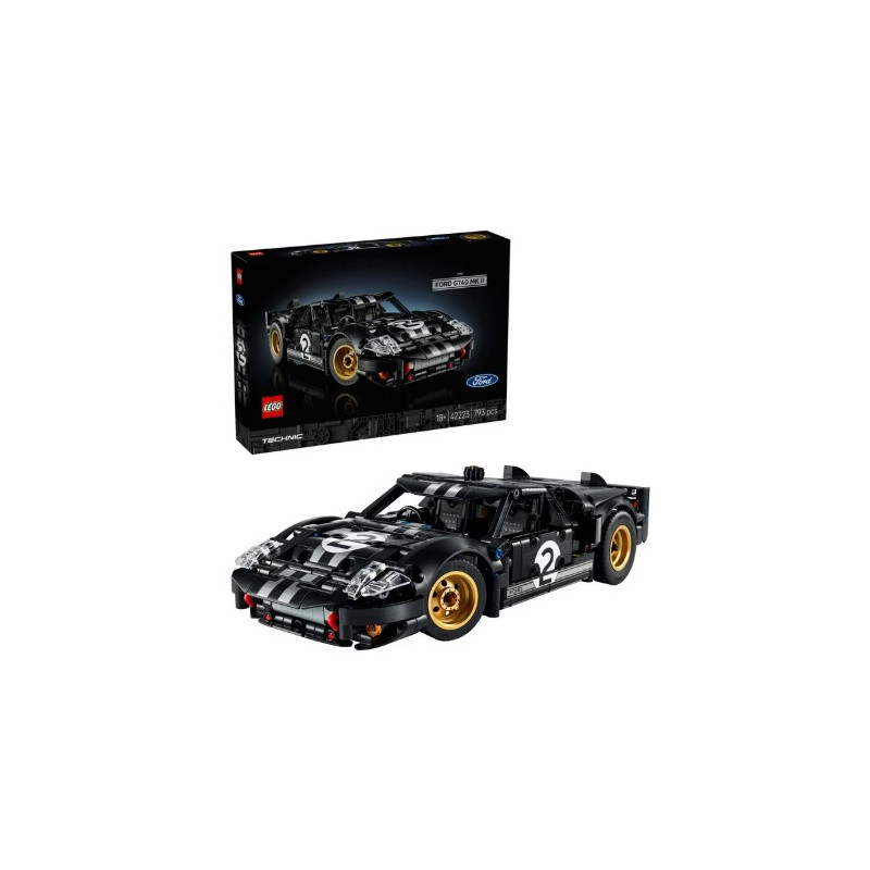 kit modello lego technic 42223 auto da corsa ford gt40 mkii del 1966