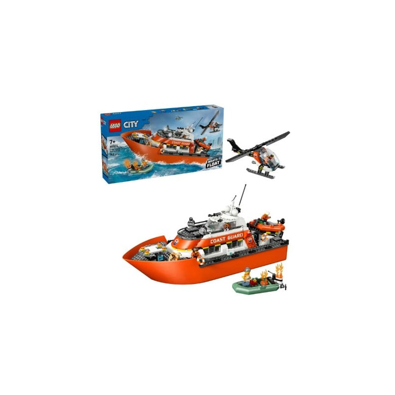 kit di costruzione lego city 60504 barca di salvataggio ed elicottero