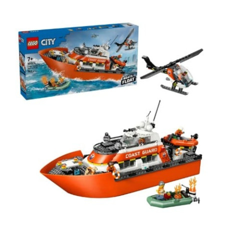 kit di costruzione lego city 60504 barca di salvataggio ed elicottero