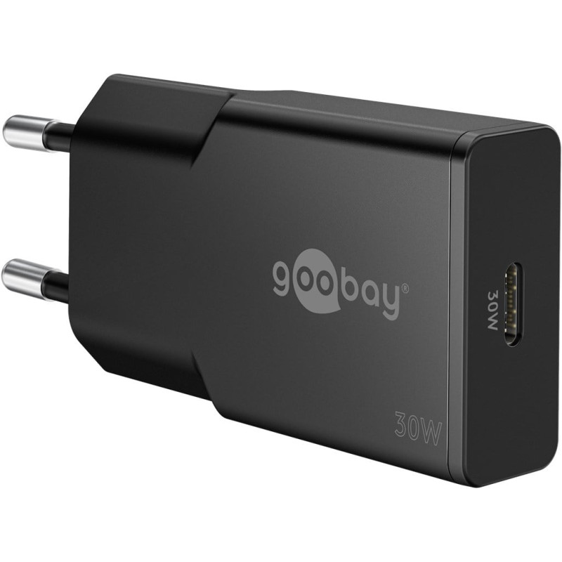 alimentatore da rete goobay slim usb-c 30w 100-240v nero