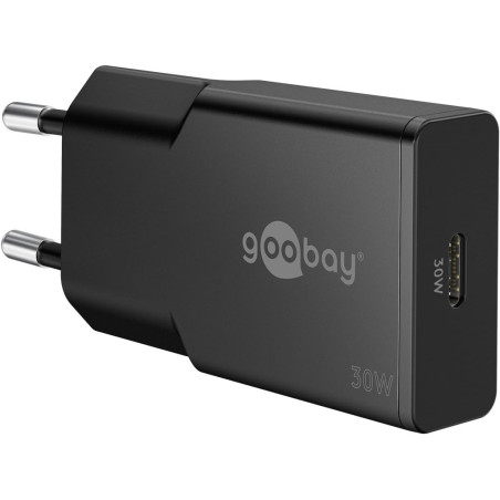 alimentatore da rete goobay slim usb-c 30w 100-240v nero