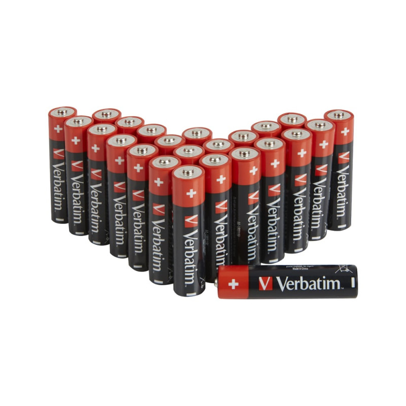 set di batterie verbatim alcaline monouso lr6 aa 1.5v nero 24pz [49505]