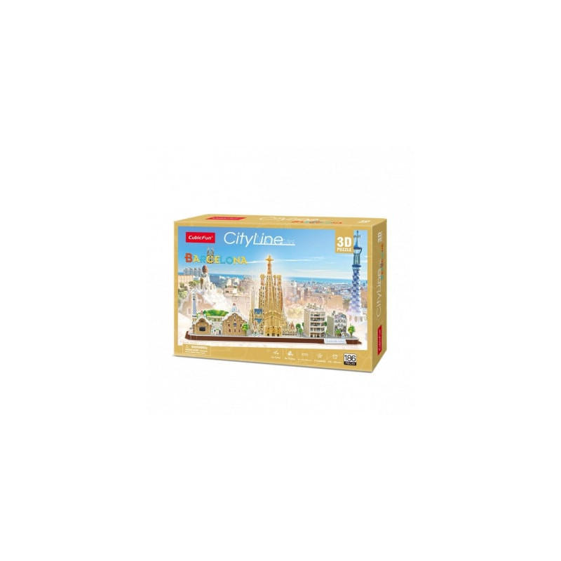 puzzle cubicfun 3d city line barcellona 186pz multicolore [wzcubd0uh020256]