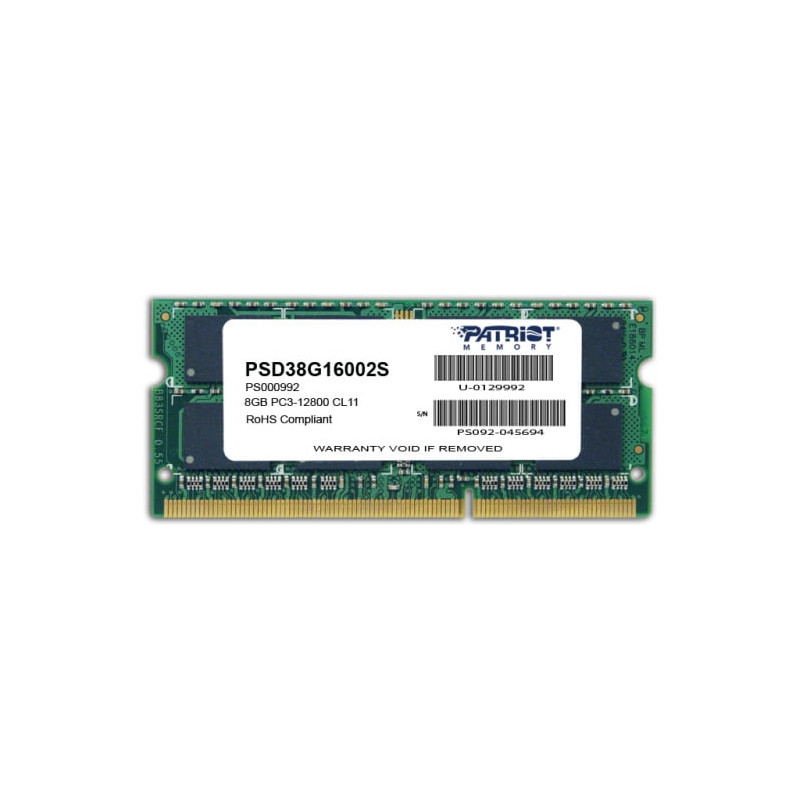 ram so-dimm ddr3 8gb patriot sl 1600mhz