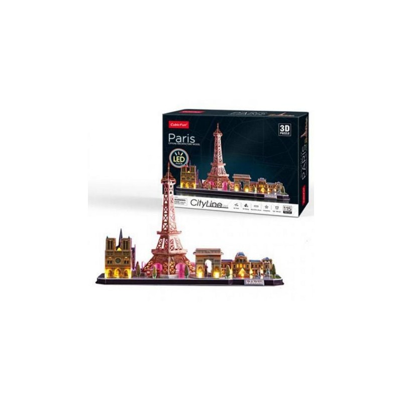 puzzle cubicfun city line parigi 3d led 115pz [wzcubd0uh005256]