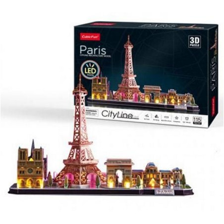puzzle cubicfun city line parigi 3d led 115pz [wzcubd0uh005256]