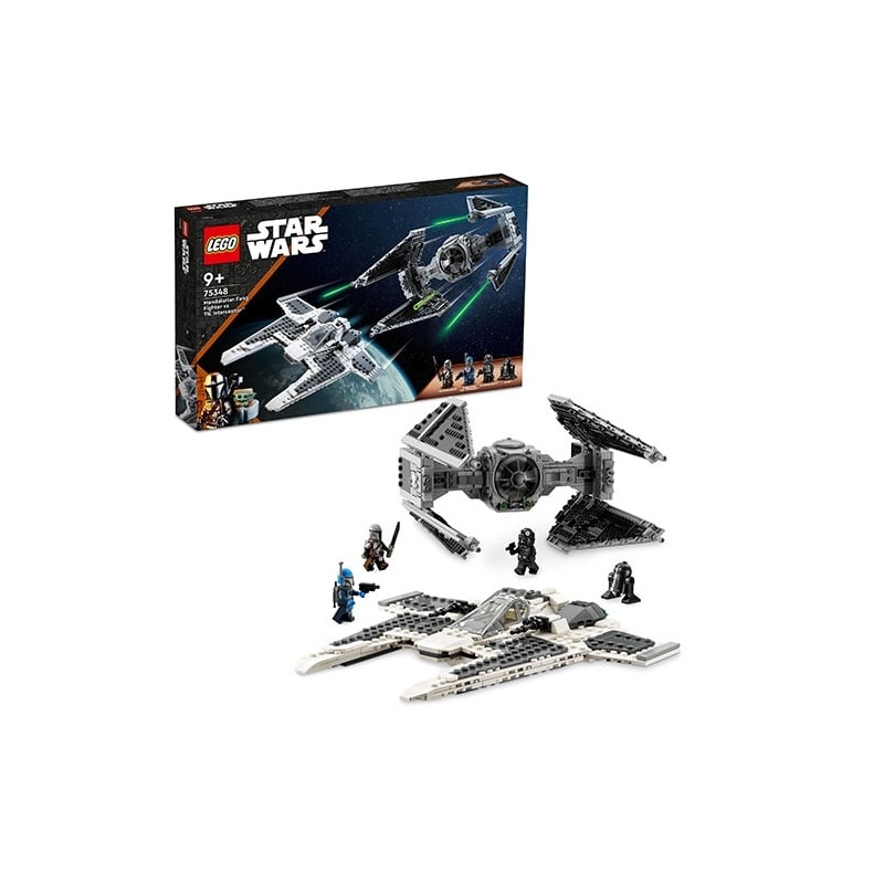 gioco da costruzione lego mandalorian fang fighter vs tie interceptor