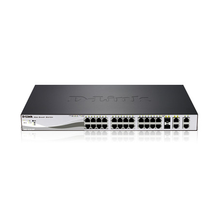 Switch d-link 24xgbit/2xge/2xsfp poe/snmp argento/nero [dgs-1210-28p]