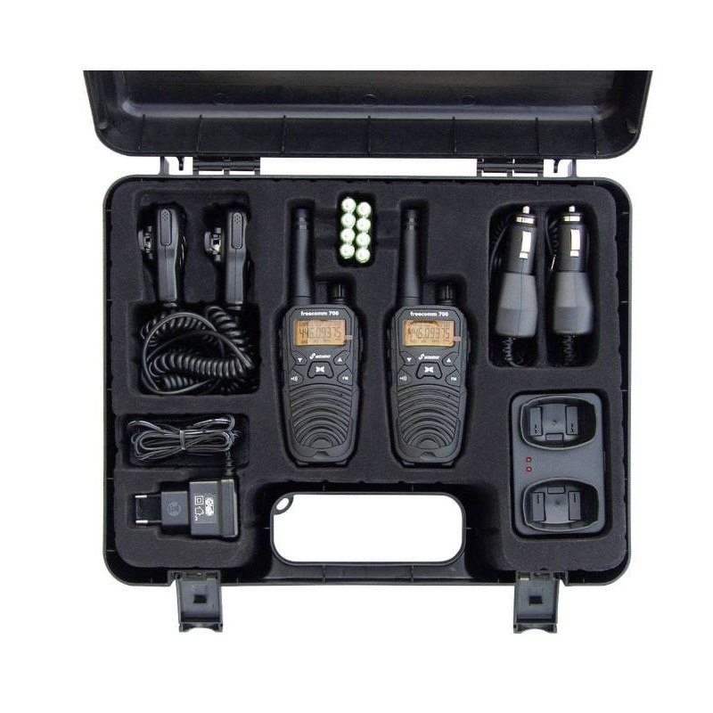 walkie talkie stabo freecomm 700 con valigia 446mhz nero [20701]