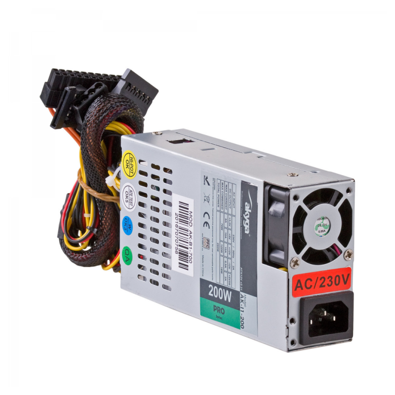 alimentatore 200w akyga itx ak-i1-200 con ventola acciaio