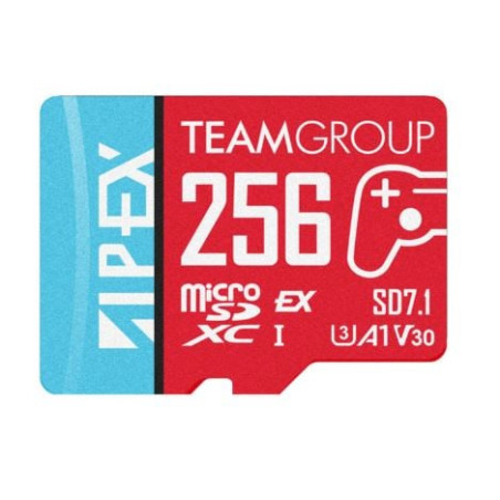 256gb scheda di memoria team group apex sd7.1 microsd express blu/rosso