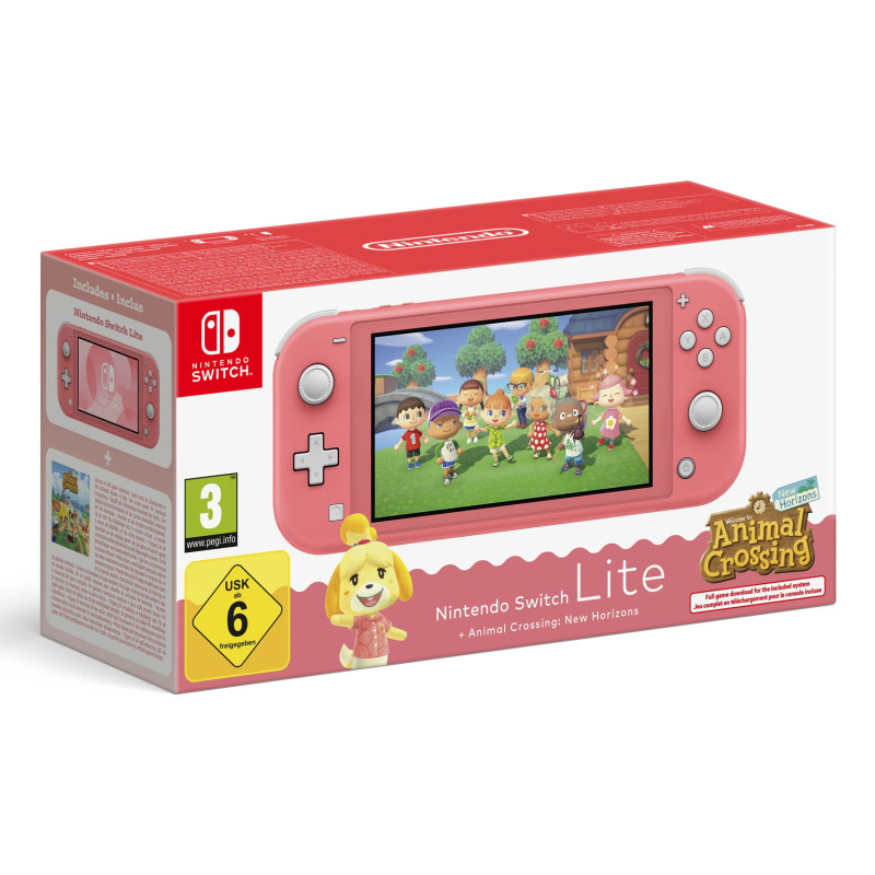 console nintendo switch lite corail + animal crossing nh [10017609]