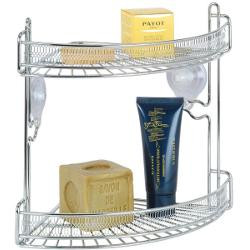 portaoggetti angolare doppio in filo ferro cromo bagno fissaggio