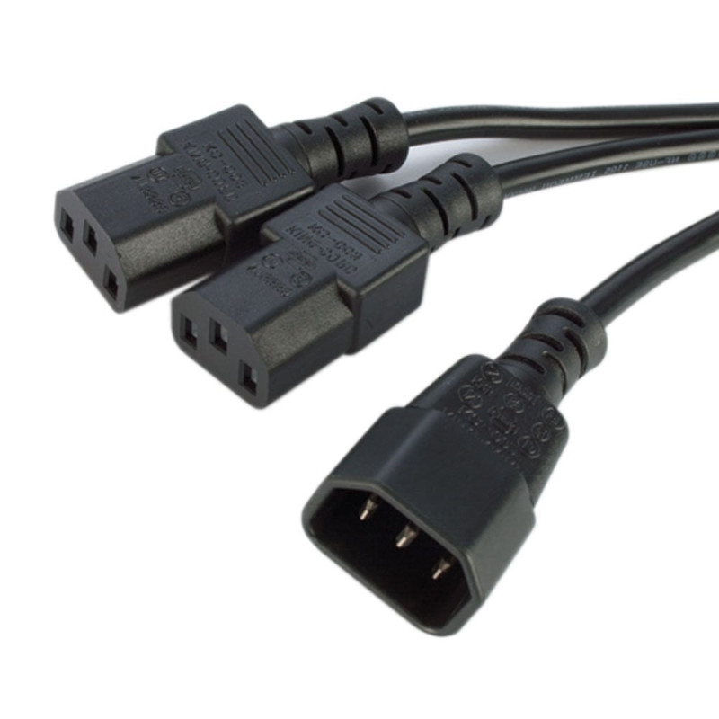 Cavo alimentazione 2 c13 f a 1 c14 m 1,8 mt nero