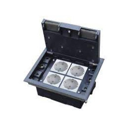 scatola da pavimento 4m alantec elettrica da incasso 4 prese nero