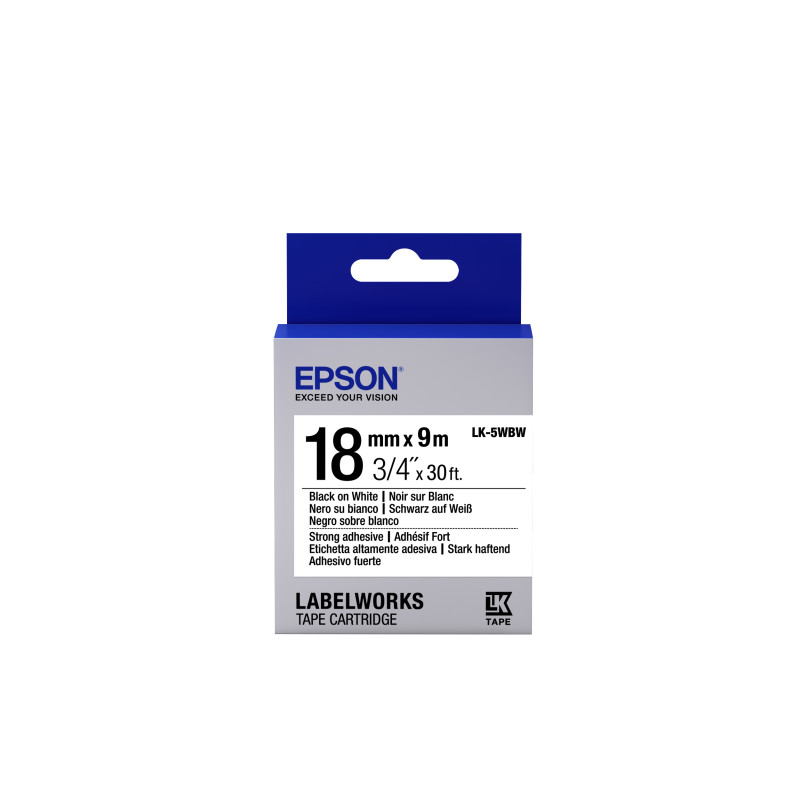 nastro epson 18/9 lk-5wbw 18mm/9m nero/bianco [c53s655012]