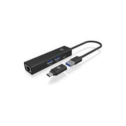 hub usb icybox ib-hub1439-lan 4-in-1 tipo-a/c