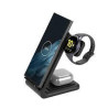 caricabatteria wireless crong 3-in-1 per samsung android/orologio/auricolari/nero