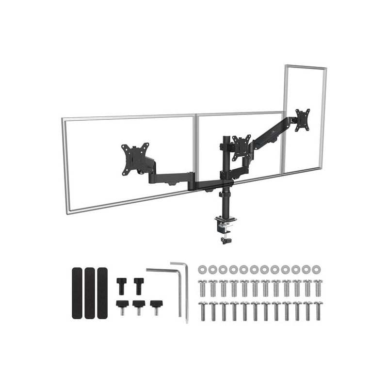 supporto monitor maclean mc-137 da tavolo per 3 schermi 17-27''