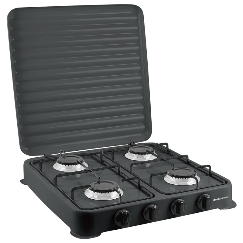 piano cottura melchioni minerva 4 a gas con 4 fuochi nero [118360126]