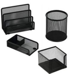 Set scrivania lebez 4 pz. accessori in rete nero art.1424 [1424-n]