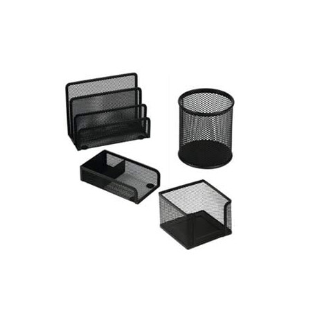 Set scrivania lebez 4 pz. accessori in rete nero art.1424 [1424-n]