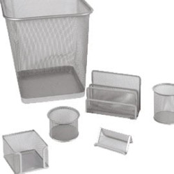 Set scrivania lebez 6 pz. accessori in rete argento art.1426 [1426-s]