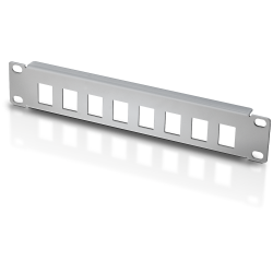 Pannello patch 10'' 1 he 8 posti per frutti keystone grigio